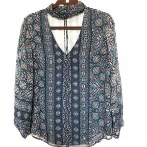 Ella Moss Silk Print Top with Choker